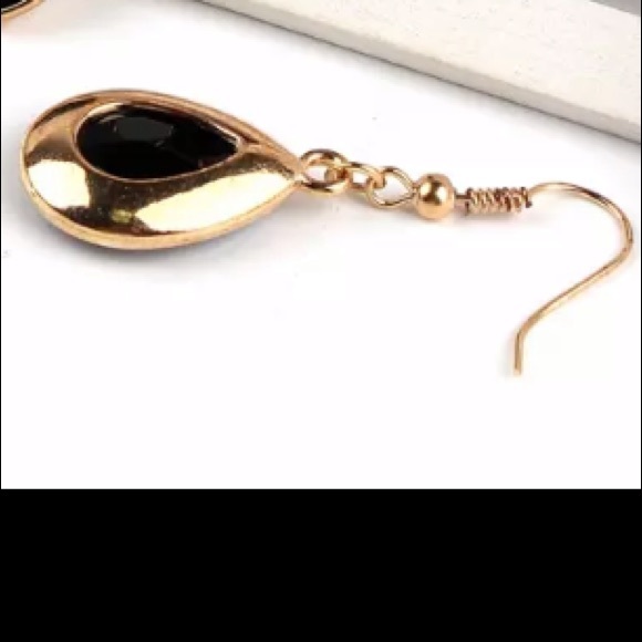 NEW!💙💎💛BLACK🖤TEARDROPS!💛💎💙GOLDEN😎DANGLE!😎 - Picture 4 of 8